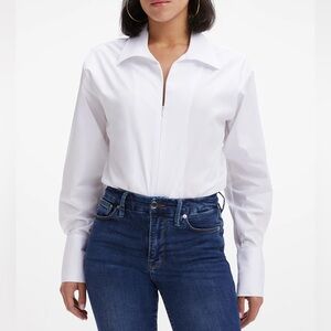 NWT Good American Zip Front Poplin Bodysuit